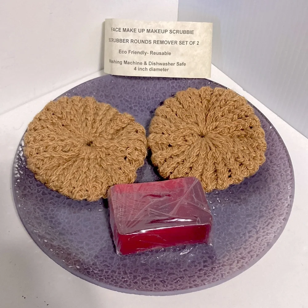 Glycerin Soap with Face and Body Wash Brown Scrubbies Scrubby Set of 2